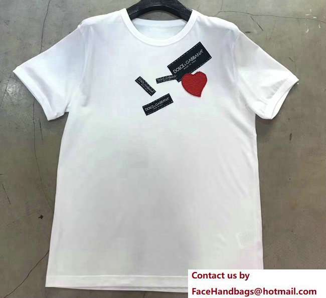 Dolce & Gabbana T-Shirt Logo and Heart White 2018